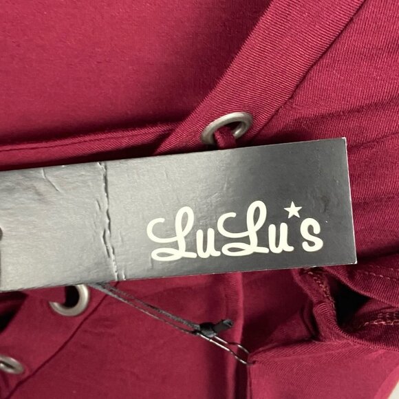Lulus Enjoy The Ride Wine Red lace Up Short Sleeve Tee T-Shirt Boho NEW XS Boho - Picture 6 of 12